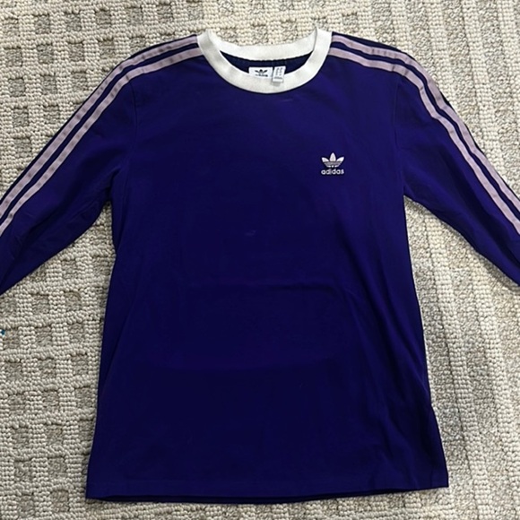 Adidas Purple and White Long Sleeve Tee - Picture 1 of 3